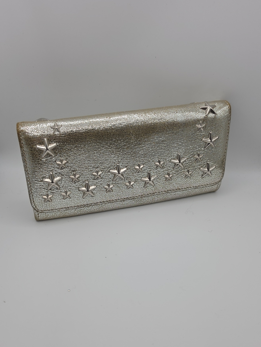 Jimmy Choo Star-Studded Silver Nino Metallic Silver Long Snap Wallet (EUC)🩶 - Picture 3 of 13